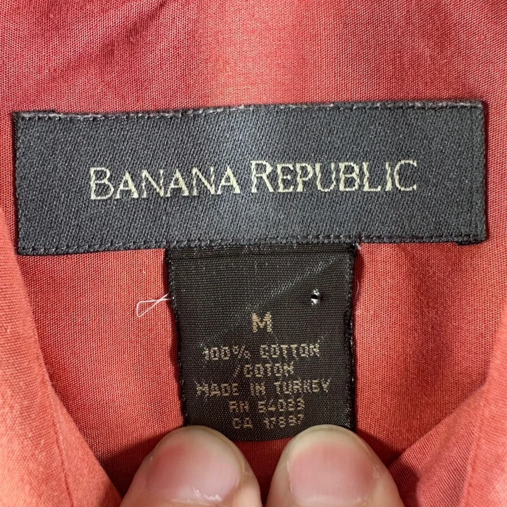 Banana Republic Button Down Mens M Medium Orange Long Sleeve Cotton Casual Shirt